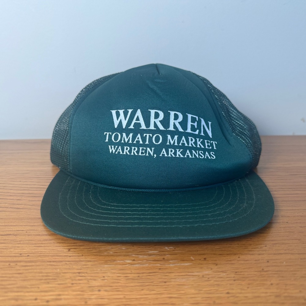 Vintage Warren Tomato Market Arkansas‎ Trucker Hat Green Snapback Mesh Cap M/L